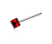 Square Stone Silver Straight Nose Stud NSKA-15